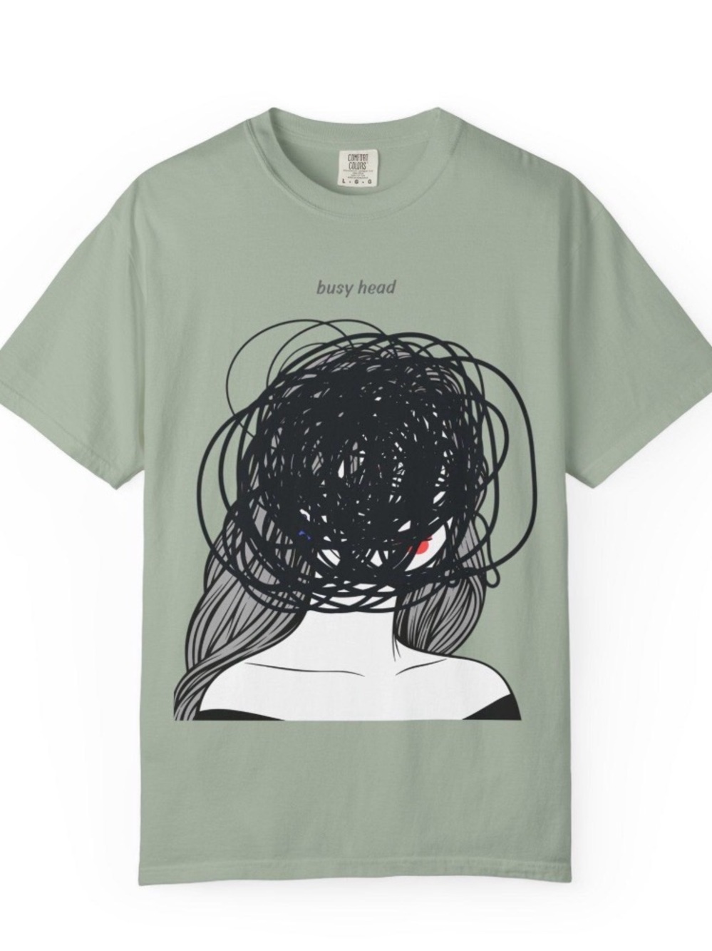 Noah Kahan Busy Head Graphic Tee - Sage Green, Pink, Blue or other colours